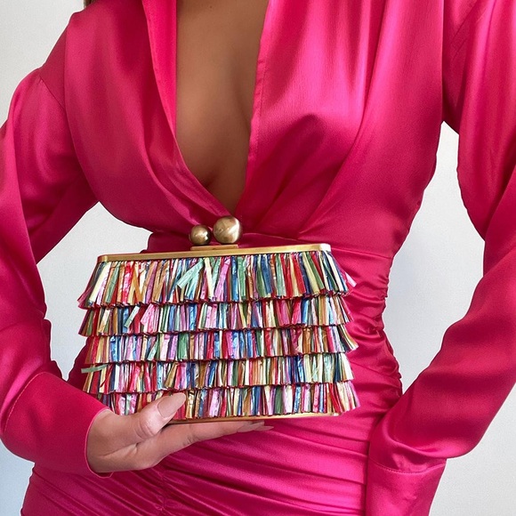NWT Olga Berg:  Carlita Carnivale Colorful Clutch - Picture 1 of 10